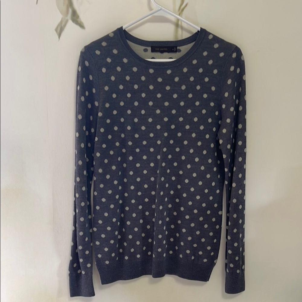 The Limited Charcoal Gray Polka Dot Sweater